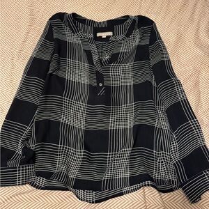 Banana Republic Black and White Checkered Blouse